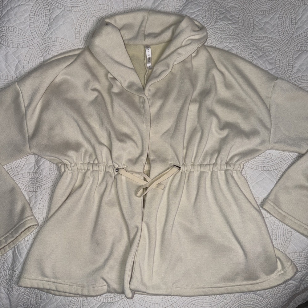 Fabletics Sage Coat Ivory Medium Athletic Comfort Cardigan Soft Yoga Oatmeal